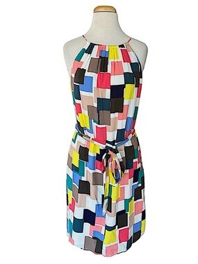 DKNY Halter Neck Geometric Print Dress